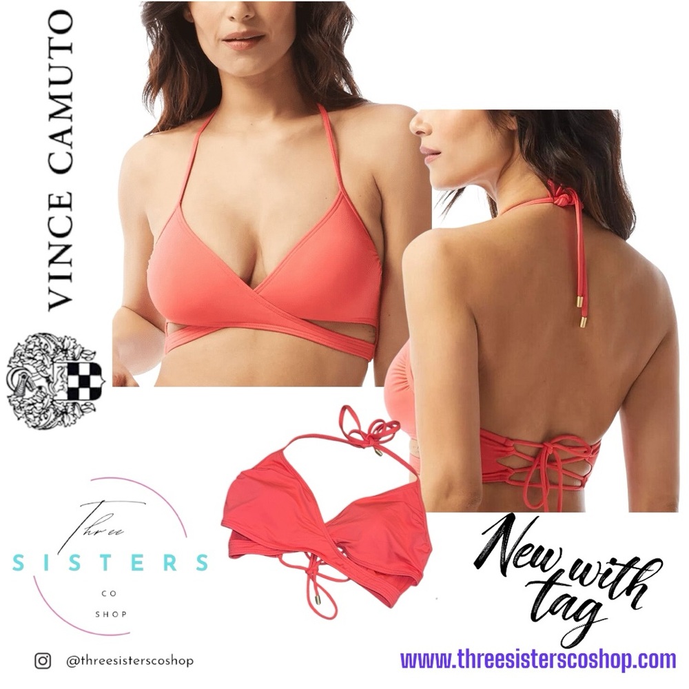 Vince Camuto size Medium color Watermelon Bikini Top